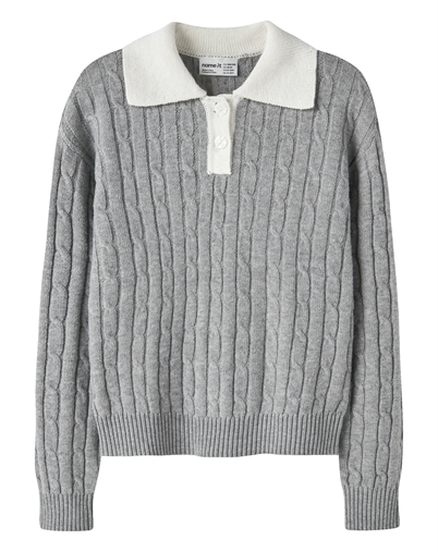 Name it - NKFNessa Strik Polo - Grey Melange 